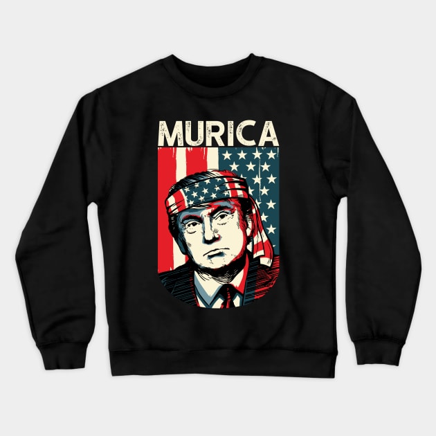 4th of July Trump Murica Merica USA Independence Day Crewneck Sweatshirt by ghsp